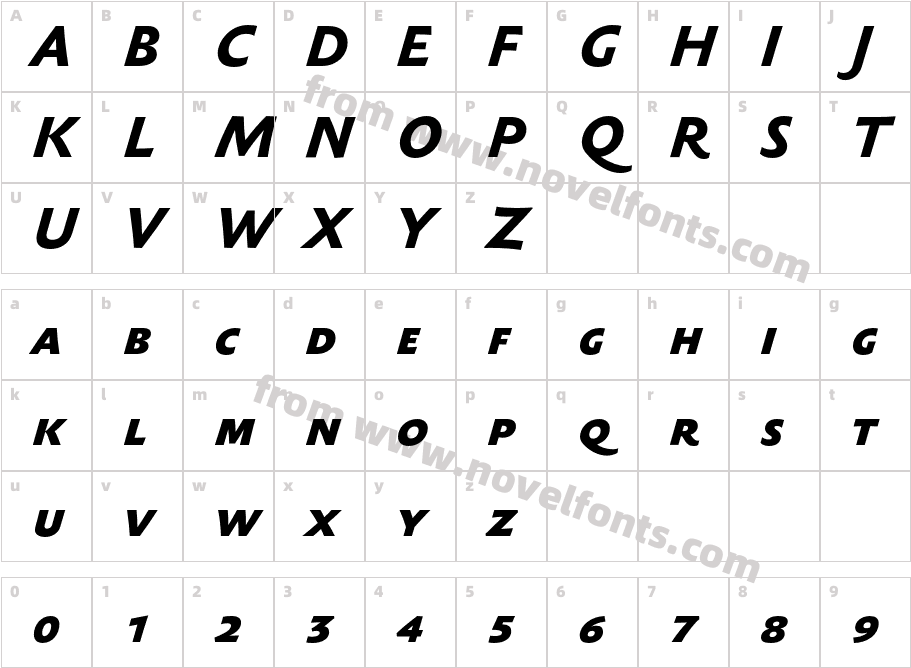 SebastianMediumSC-BoldItalicCharacter Map