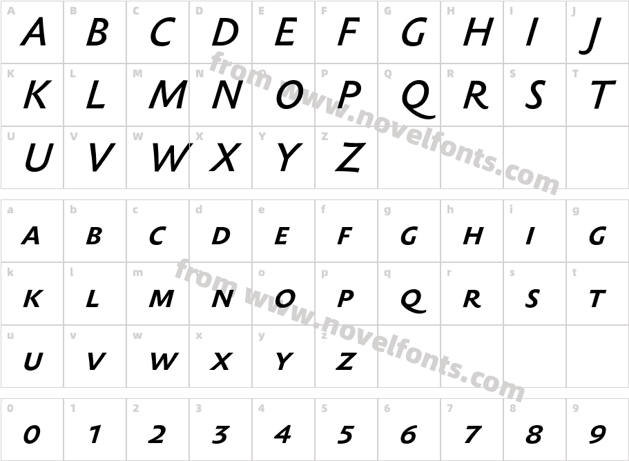 SebastianMediumSC-ItalicCharacter Map