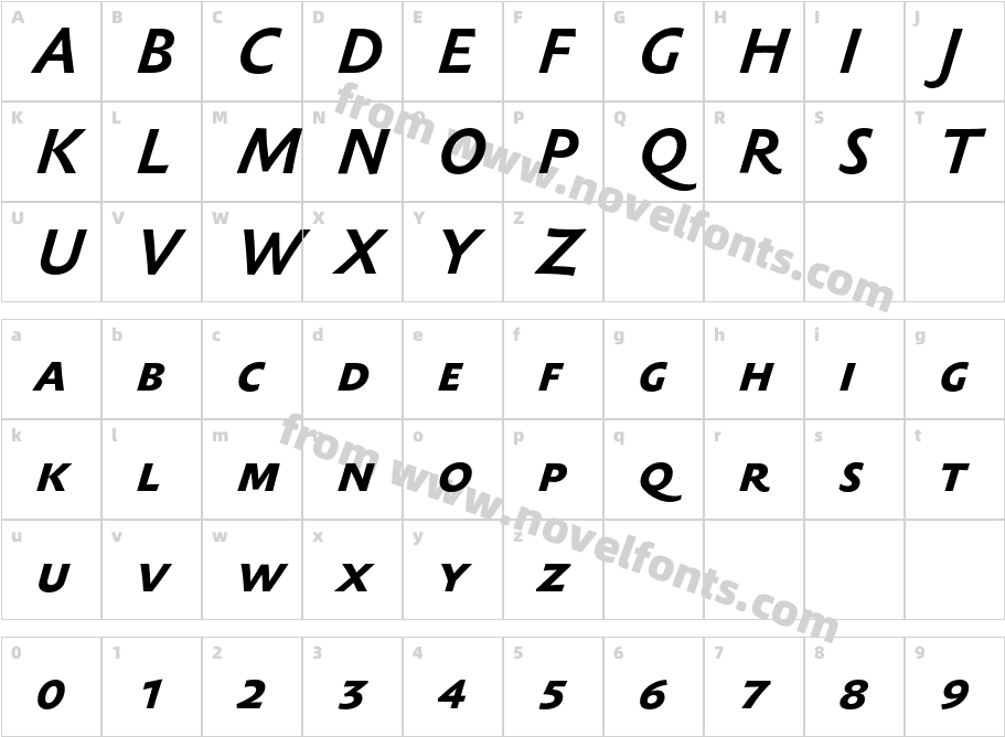 SebastianTextSC-BoldItalicCharacter Map