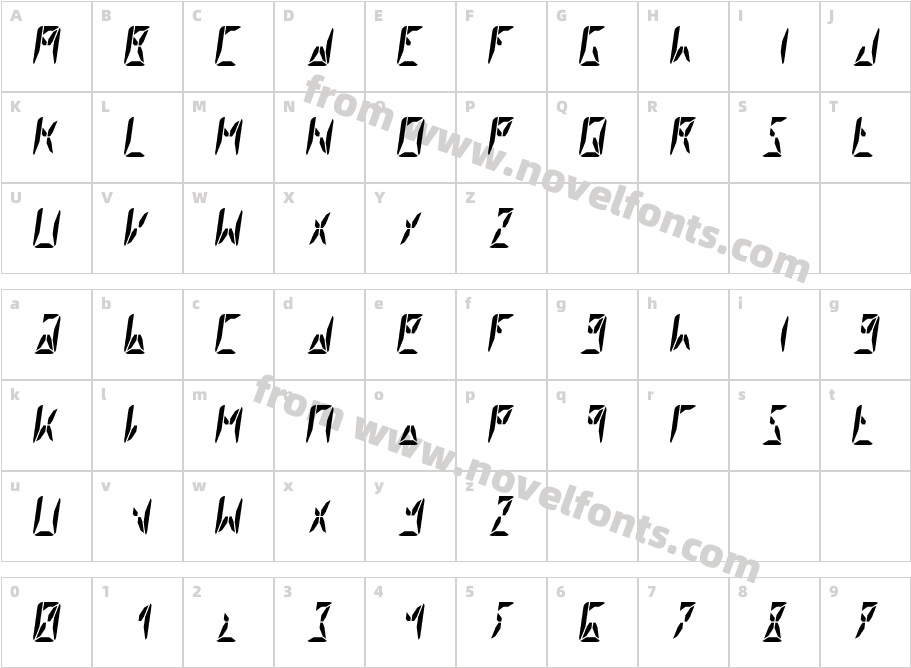 Segment8 Bold ItalicCharacter Map