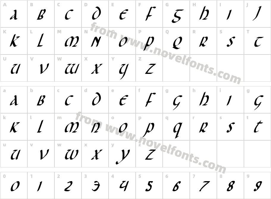 Foucault Condensed ItalicCharacter Map