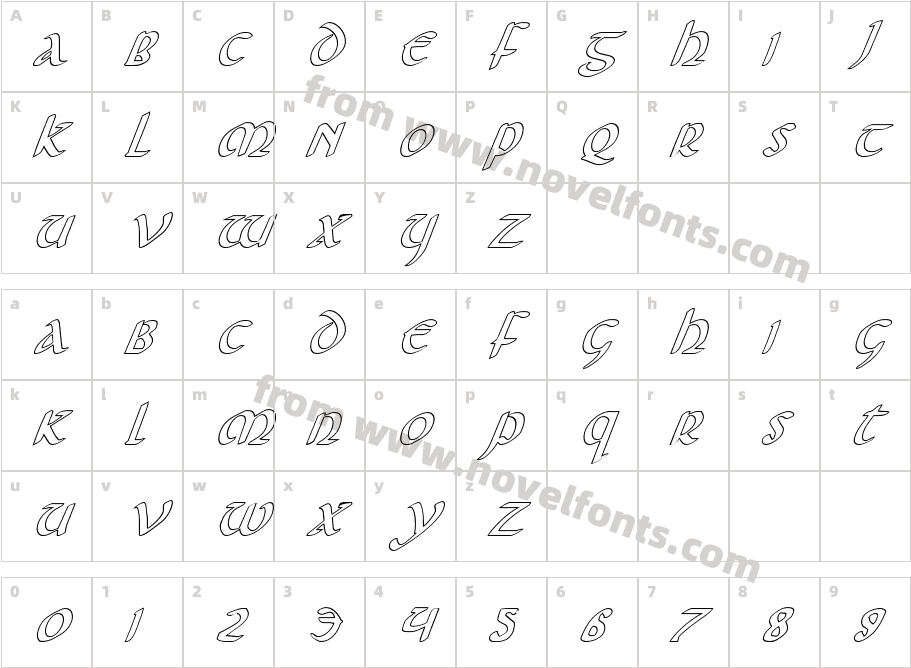 Foucault Outline ItalicCharacter Map