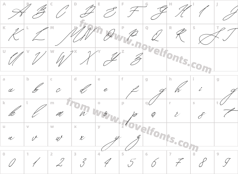 Seoul script ItalicCharacter Map