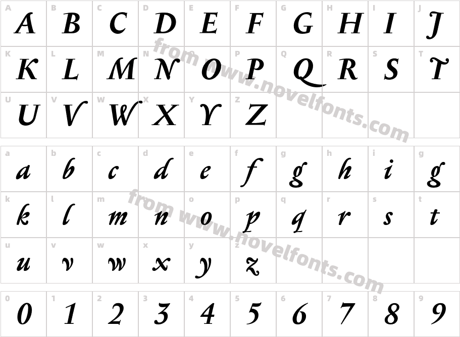 SerapionIITxN-BoldItalicCharacter Map