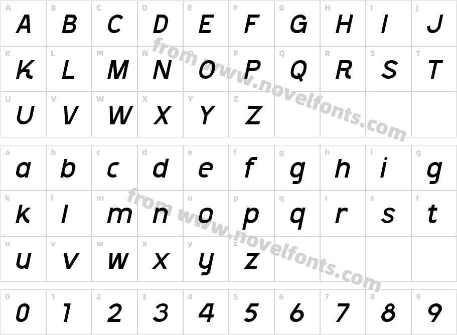 Shackle ItalicCharacter Map