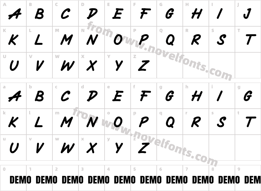 Shimotsuki-DEMO FONTCharacter Map