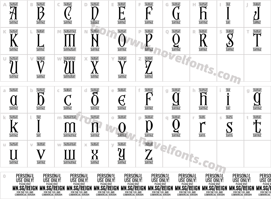 Fourth Reign PERSONAL USE ONLYCharacter Map