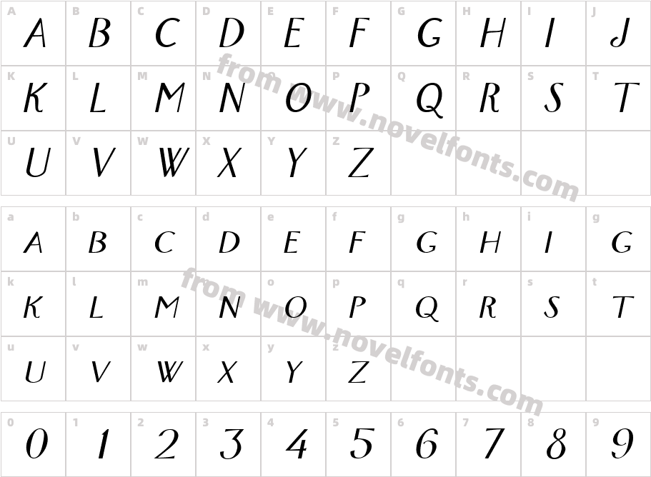 FoxTrot ItalicCharacter Map