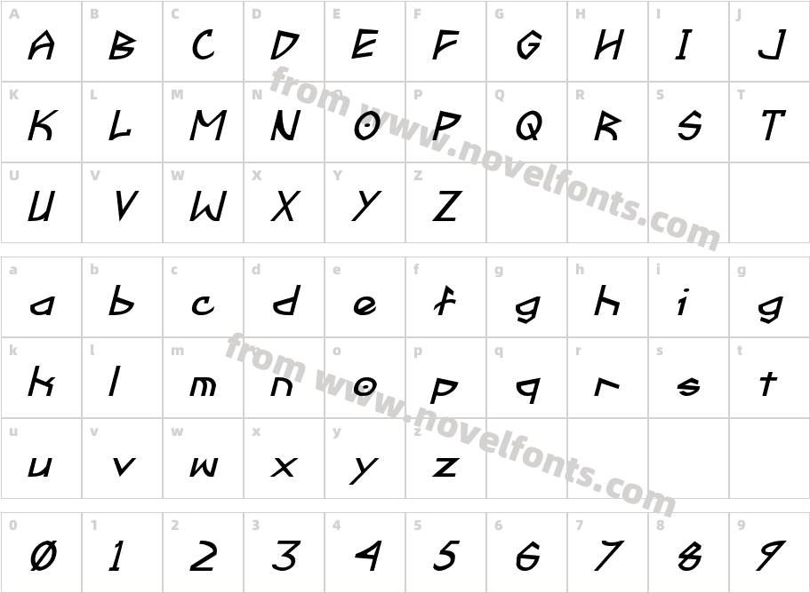 Fractyl Bold ItalicCharacter Map