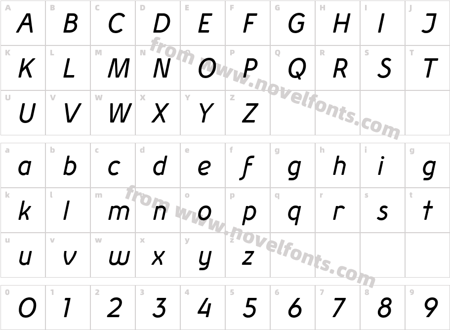 Simply Sans Book ItalicCharacter Map