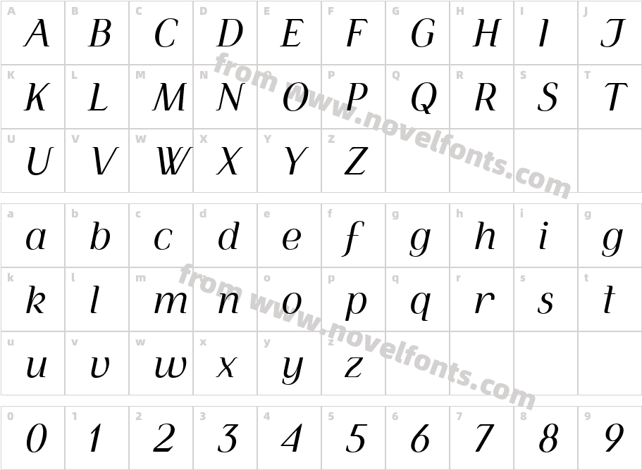 Simply Serif Book ItalicCharacter Map