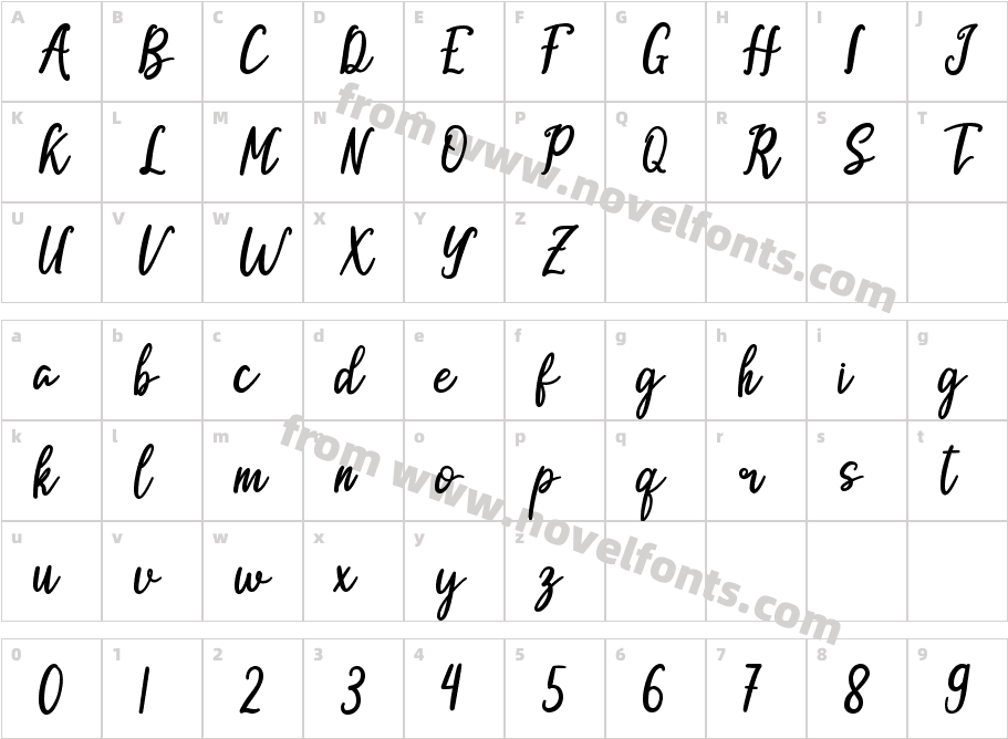 SintaBellaRegularCharacter Map