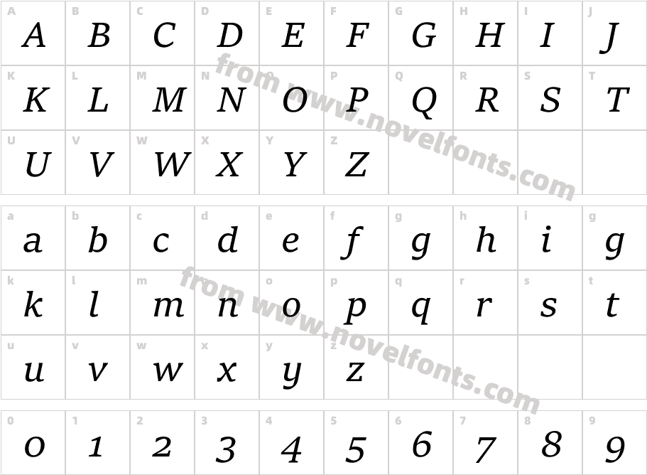 Sitka-TextItalicCharacter Map