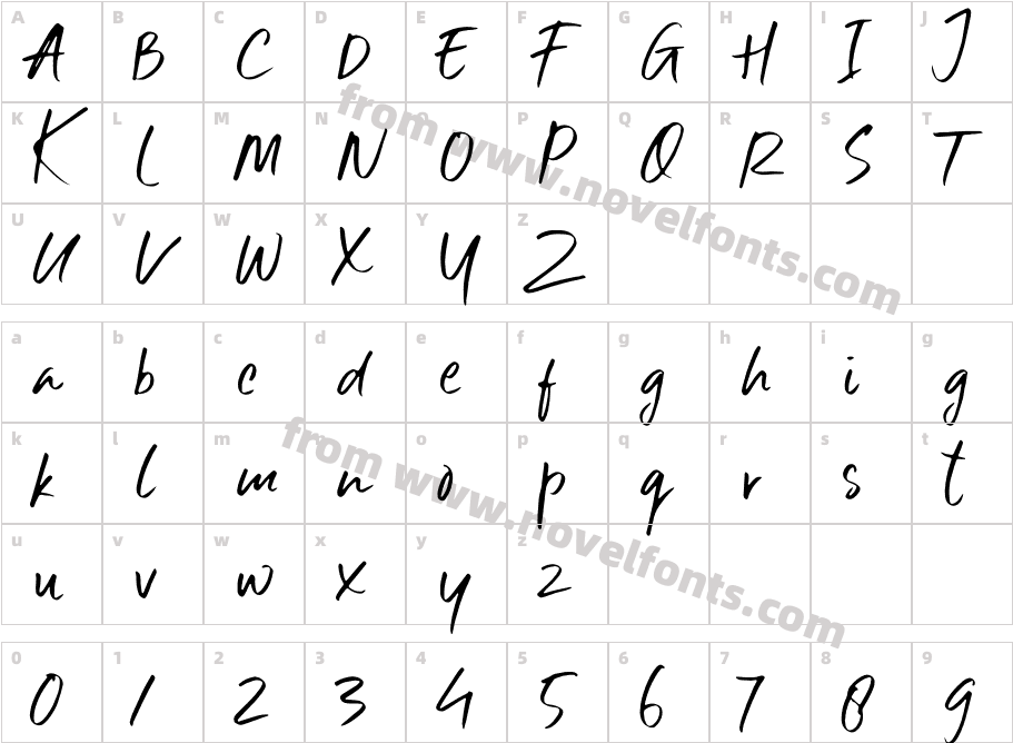 Six Away-The Handmade Brush FonCharacter Map