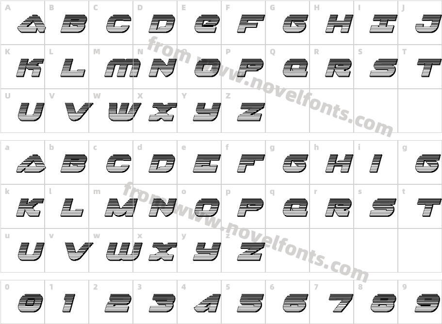 SkyhawkChromeItalicCharacter Map