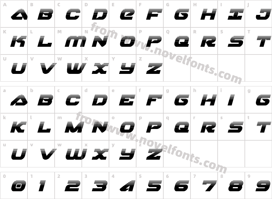 SkyhawkHalftoneItalicCharacter Map