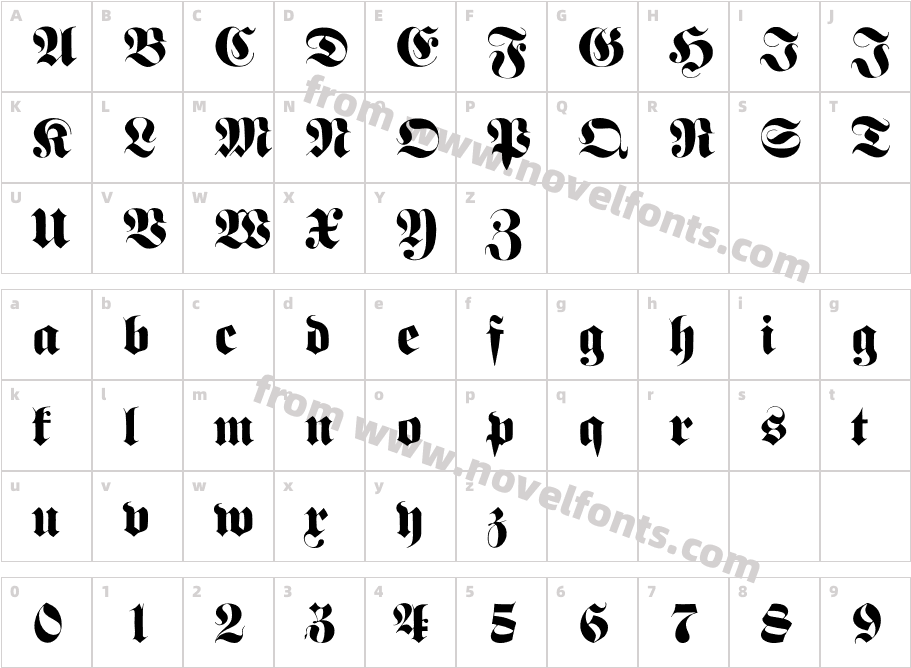 FrakturFettCharacter Map