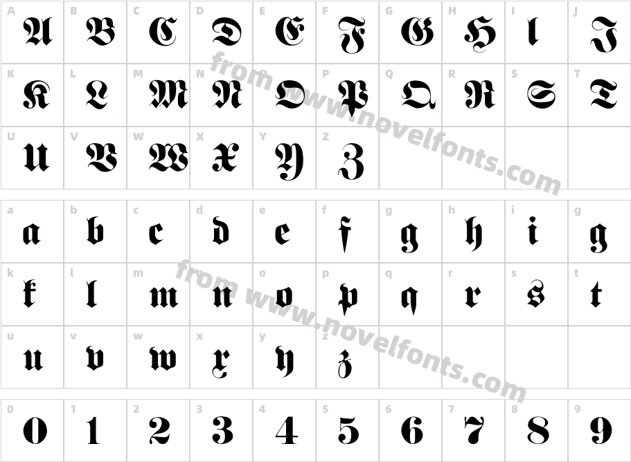 FrakturFontCharacter Map