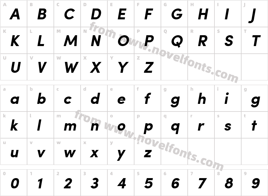 SofiaPro-BoldItalicCharacter Map