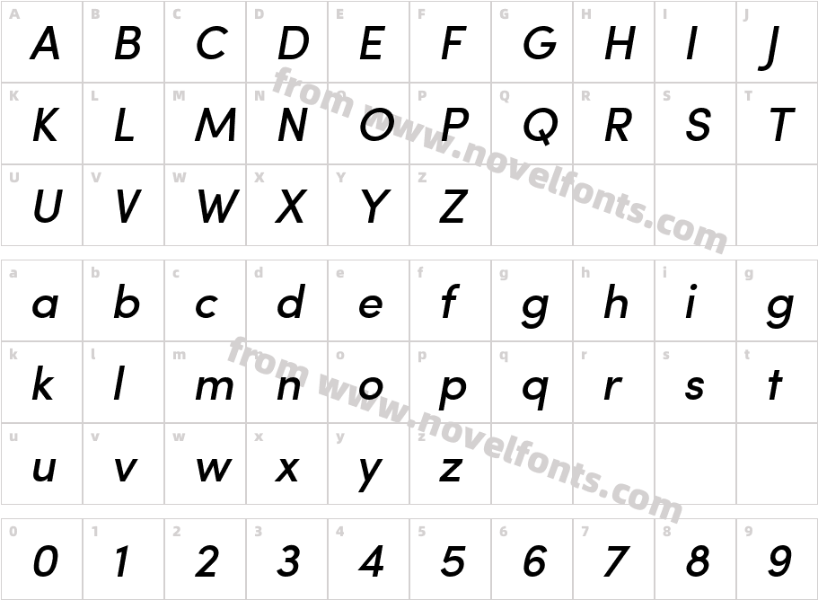 SofiaPro-MediumItalicCharacter Map