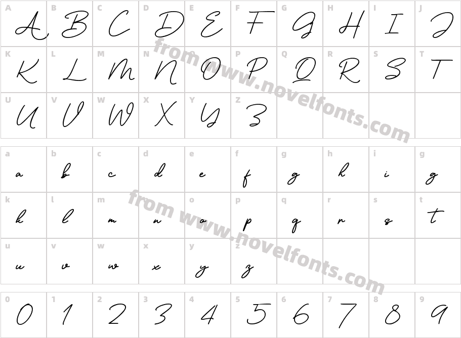 Sparkling Bright SignatureCharacter Map