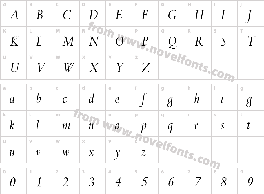 SpectrumMT-ItalicCharacter Map