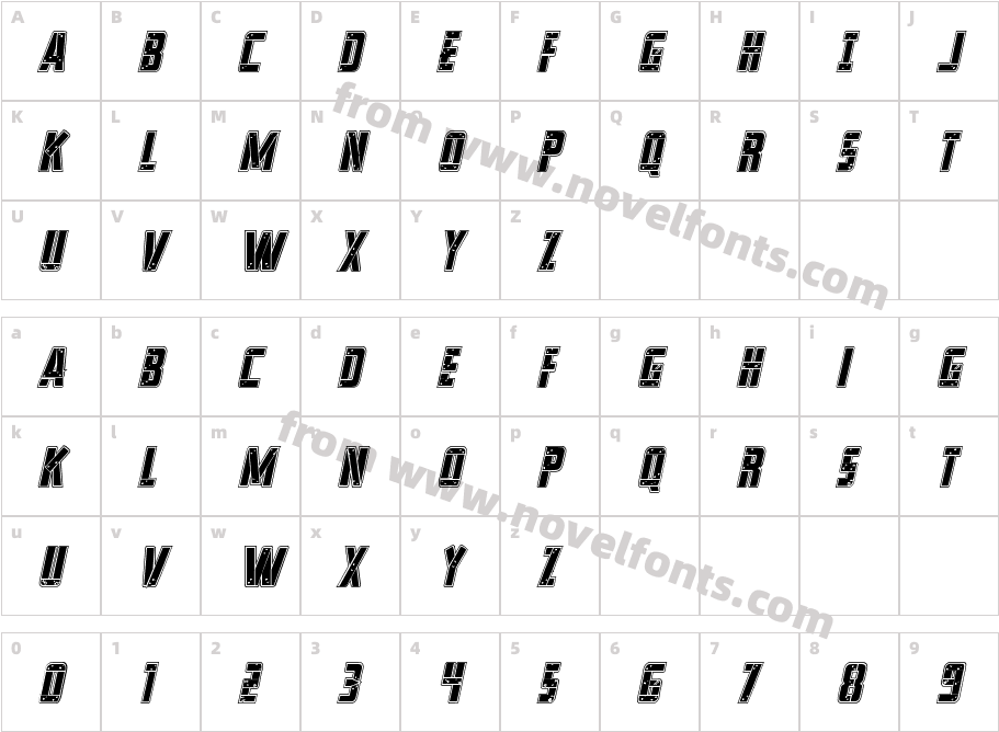 Frank n Plank Academy ItalicCharacter Map