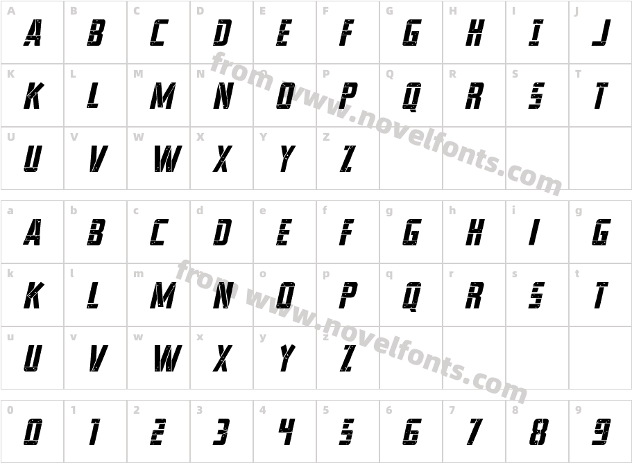 Frank n Plank ItalicCharacter Map