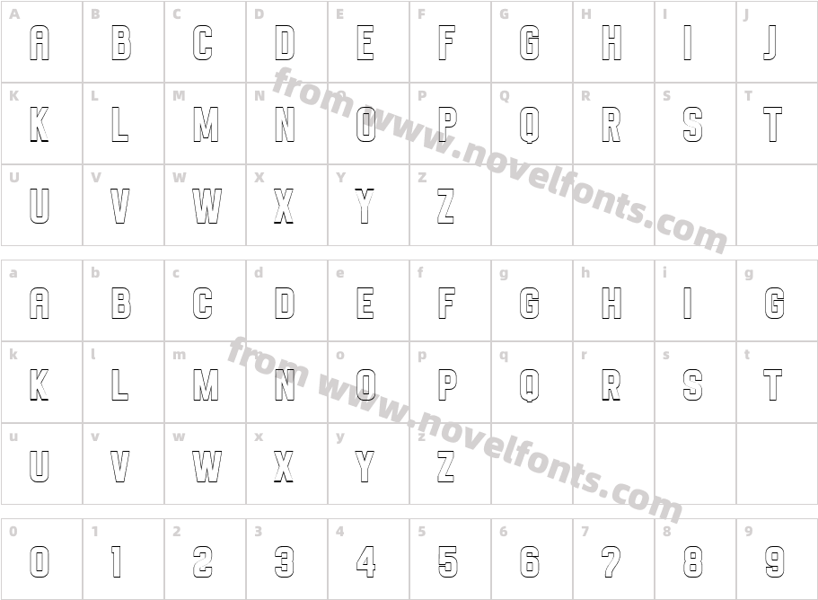 Sporta OutlineCharacter Map