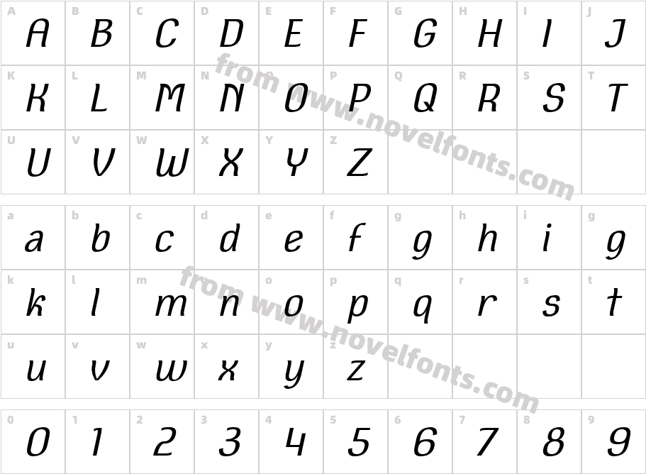 Square Antiqua Book ObliqueCharacter Map