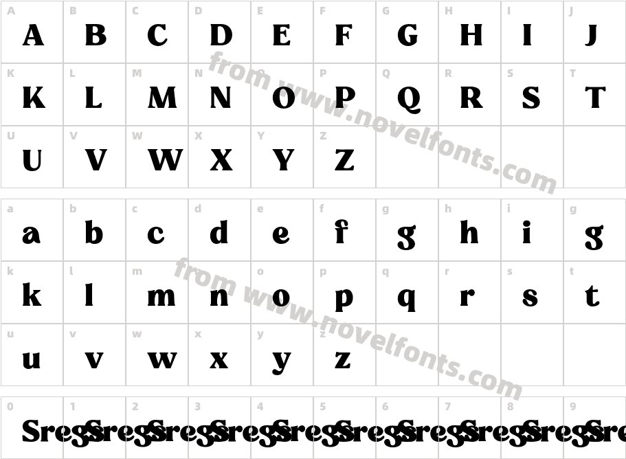 SregsSerifDisplay-HeavyCharacter Map