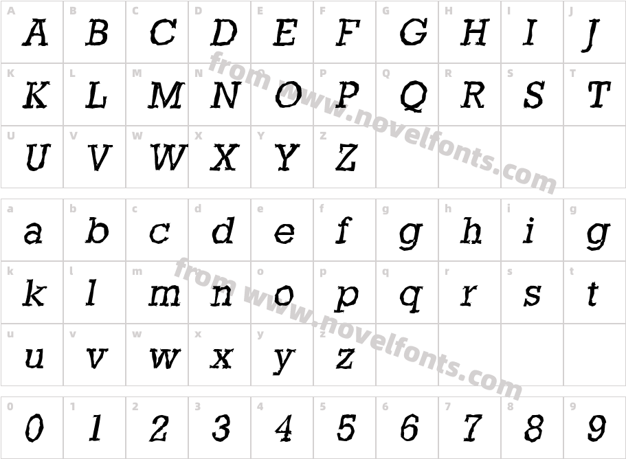 StaffordRandomItalicCharacter Map