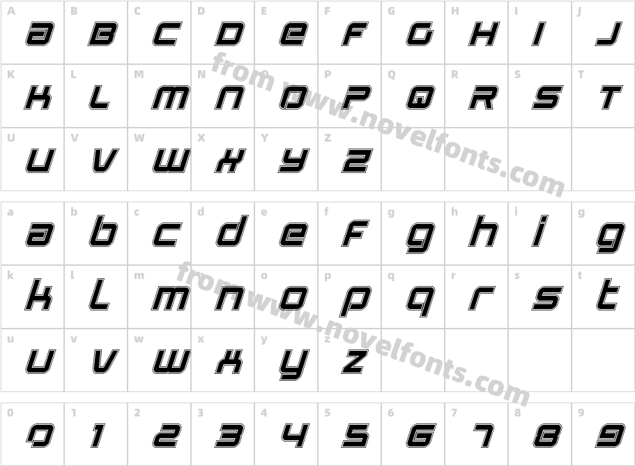 Star Eagle 2 Academy ItalicCharacter Map