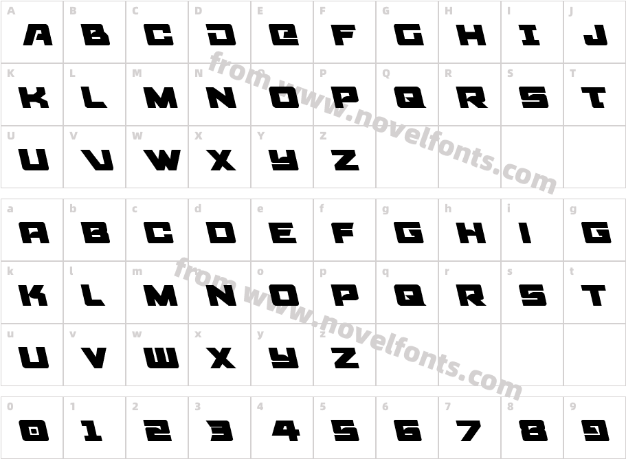 Aircruiser LeftalicCharacter Map