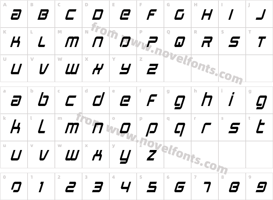 Star Eagle 2 Condensed ItalicCharacter Map