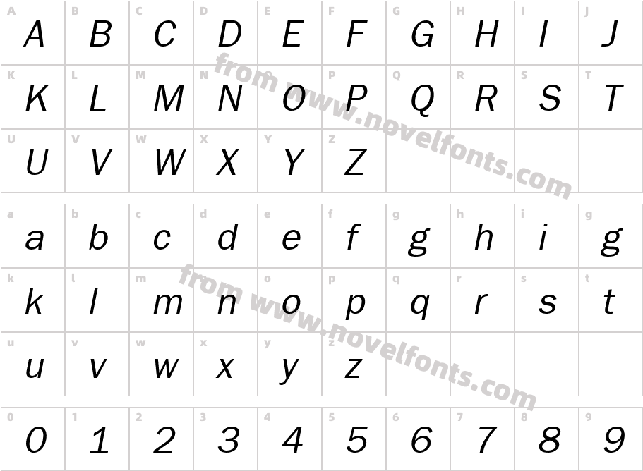 FrankfurtGothic ItalicCharacter Map