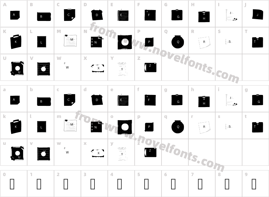 Stickies RegularCharacter Map