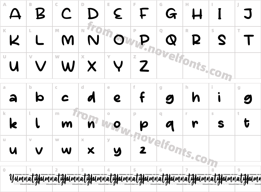 Sticky Written Personal UseCharacter Map