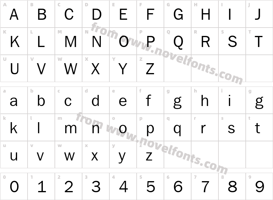 Franklin Gothic ITC Book BTCharacter Map