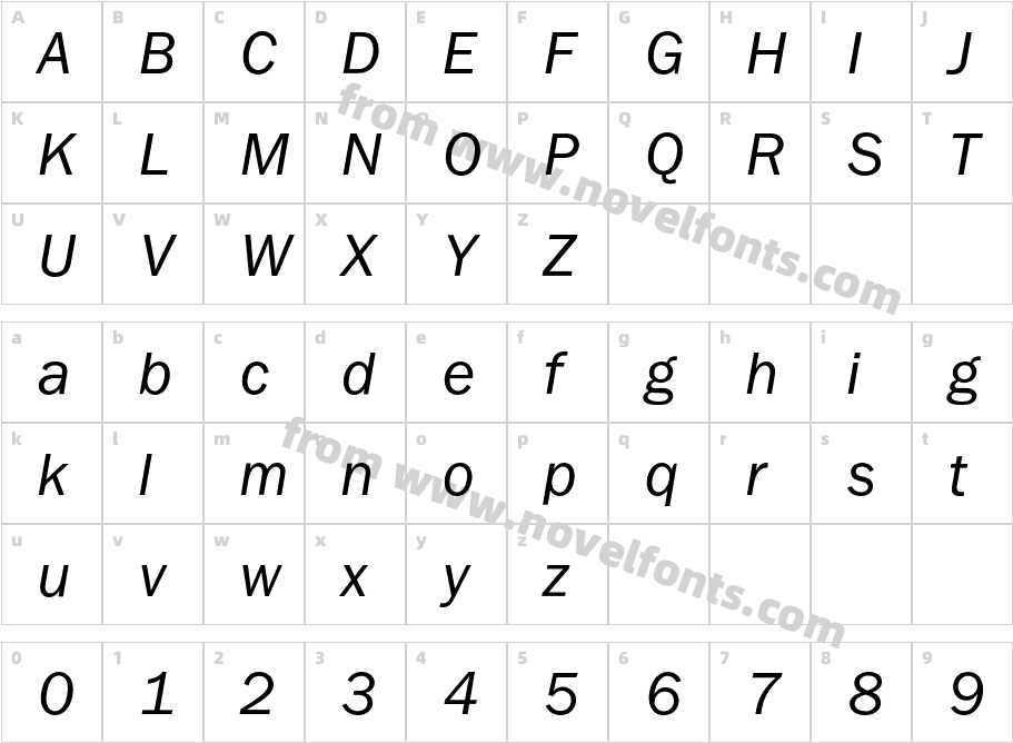 Franklin ITC BQCharacter Map