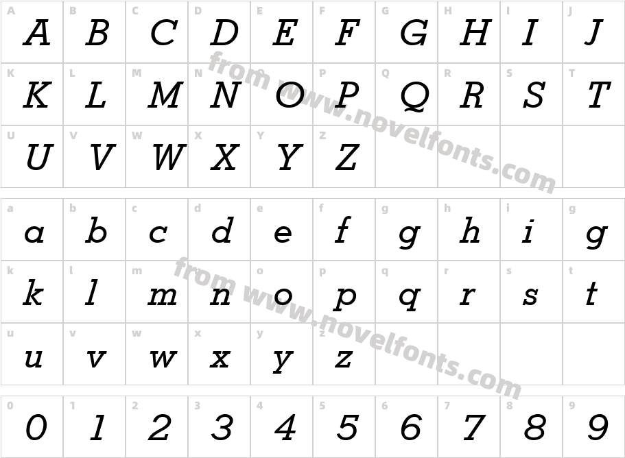 StymieItalicCharacter Map