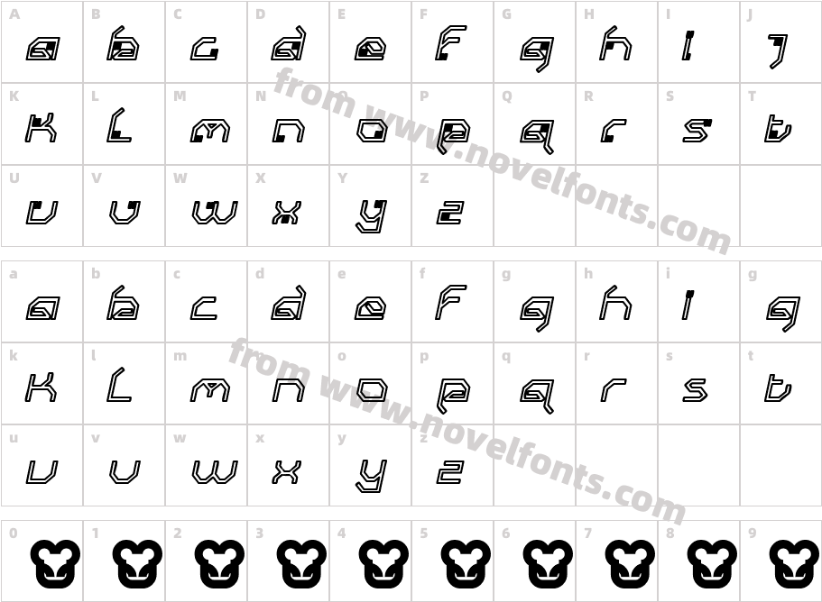 SubmitThinItalicCharacter Map