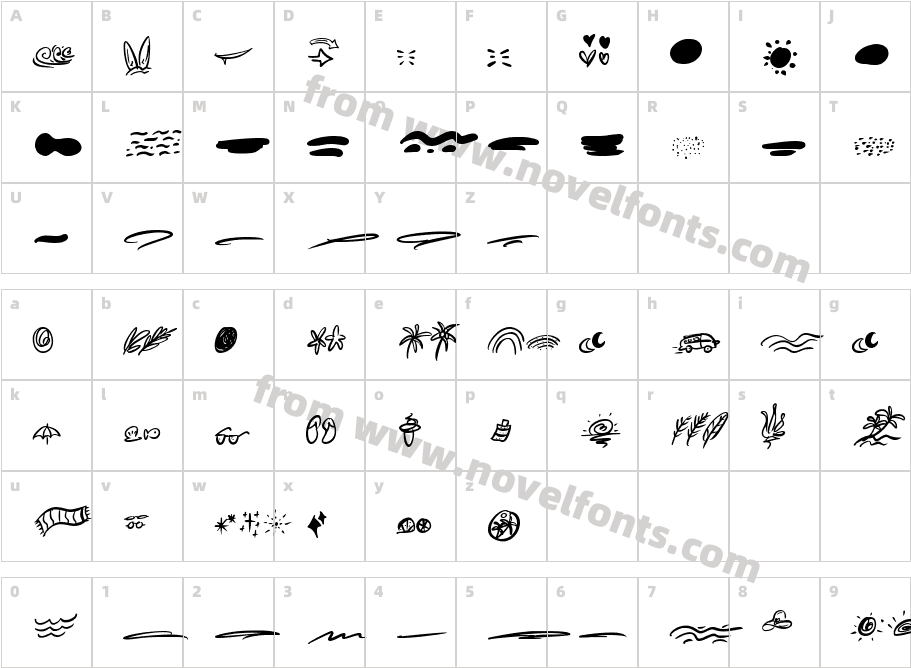 Summer Lovers DingbatCharacter Map
