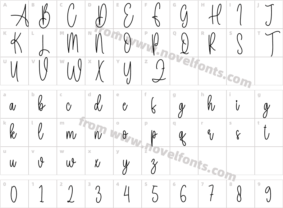 SunflowerSignatureRegularCharacter Map