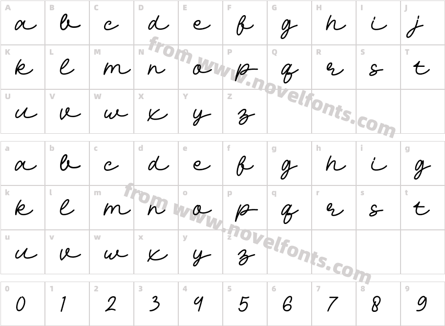 Sunshine Valentine ScriptCharacter Map