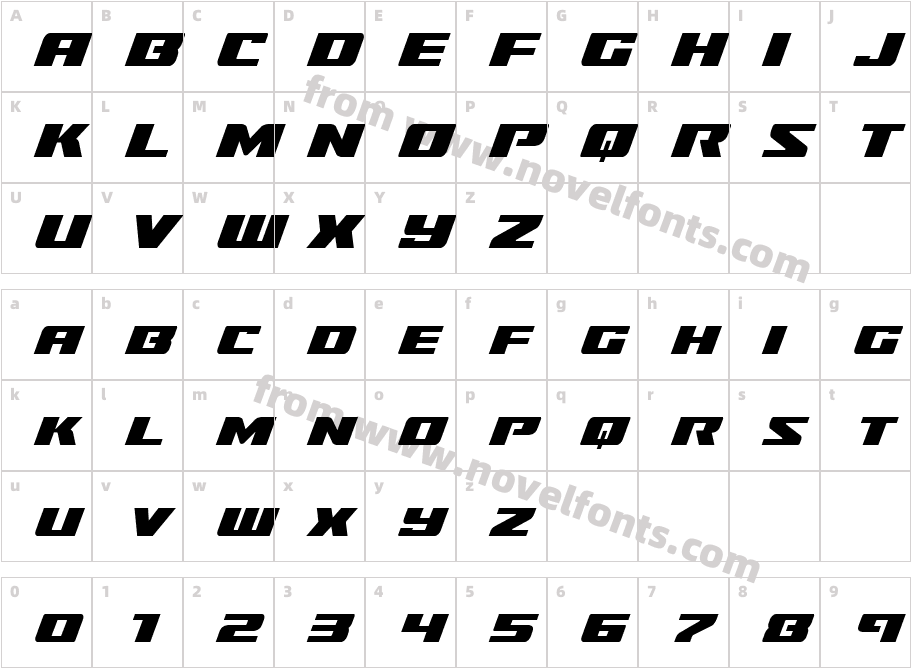 Super Brigade Semi-CondensedCharacter Map