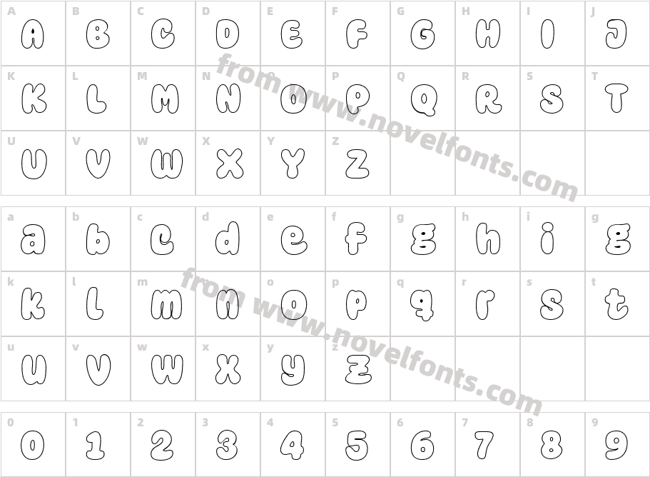 Super Glue OutlineCharacter Map