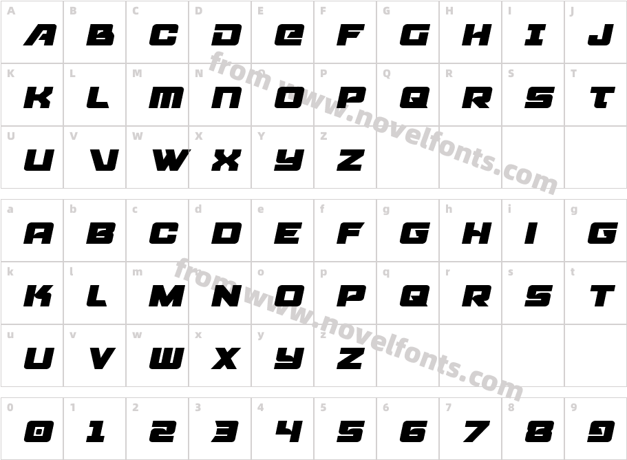 Aircruiser Semi-ItalicCharacter Map