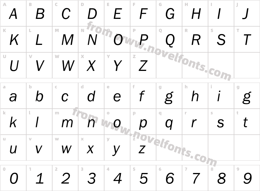 FranklinGothicBookC-ItalicCharacter Map