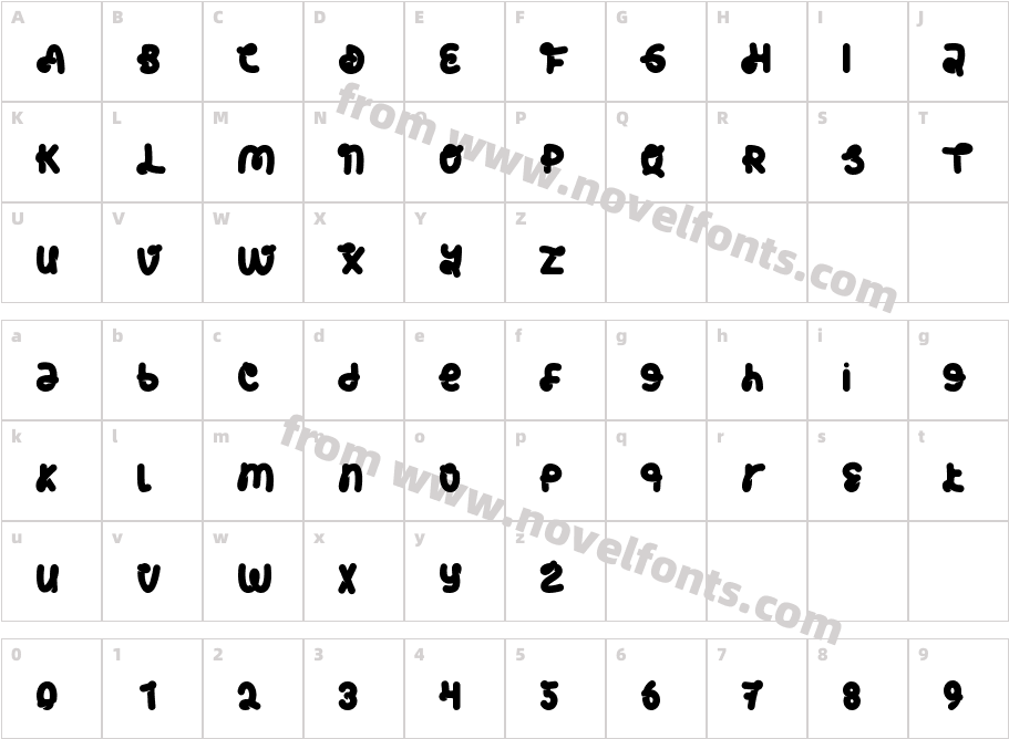 SweetKulfiRegularCharacter Map